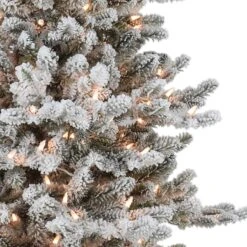 6.5ft. Pre-Lit Flocked Royal Majestic Fir Artificial Christmas Tree, Clear Lights -Northlight Shop D659668S 2
