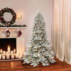 6.5ft. Pre-Lit Flocked Royal Majestic Fir Artificial Christmas Tree, Clear Lights -Northlight Shop D659668S 3