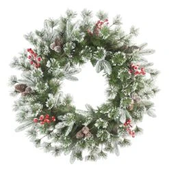 24" Pinecones & Berries Decorated Wreath