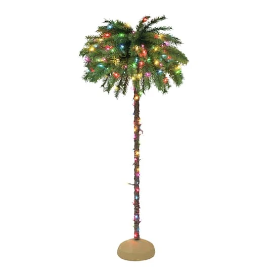 6ft. Pre-Lit Palm Artificial Christmas Tree, Multicolor Lights 3 6ft. Pre-Lit Palm Artificial Christmas Tree, Multicolor Lights