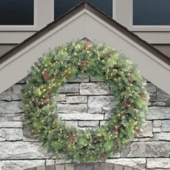 60'' Pre-Lit Rocky Mountain Spruce Christmas Wreath -Northlight Shop D659683S 3