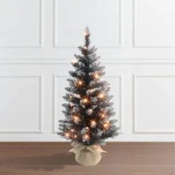 3ft. Pre-Lit Black Pine Artificial Christmas Tree, Clear Incandescent Lights 9 3ft. Pre-Lit Black Pine Artificial Christmas Tree, Clear Incandescent Lights -Northlight Shop D659688S 3