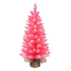 3ft. Pre-Lit Pink Artificial Christmas Tree, Clear LED Lights -Northlight Shop D659711S 1 1