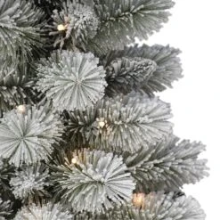 3.5ft. Pre-Lit Potted Flocked Pine Artificial Christmas Tree, White LED Lights -Northlight Shop D659724S 2