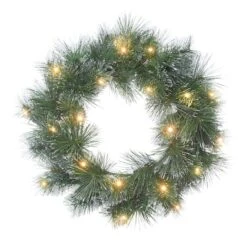 24" Pre-Lit LED Glittery Wreath