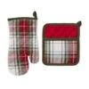 DII® Christmas Plaid Oven Mitt & Potholder Set -Northlight Shop D660557S 1