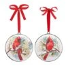 Melrose 12ct. Watercolor Cardinal & Pine Metal Ornaments 1 Melrose 12ct. Watercolor Cardinal & Pine Metal Ornaments -Northlight Shop D660592S 1