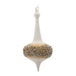 Melrose 6ct. 8" White, Gold & Silver Glass Finial Ornaments -Northlight Shop D660788S 3