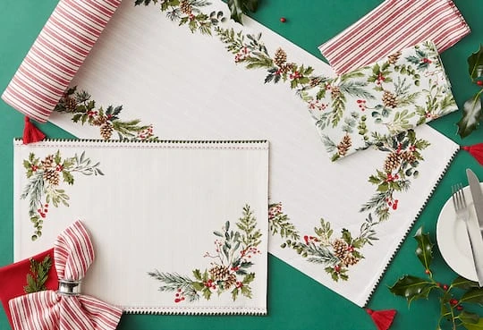 DII® Heritage Holiday Sprigs Reversible Embellished Placemats, 4ct. 15 DII® Heritage Holiday Sprigs Reversible Embellished Placemats, 4ct. - Image 13