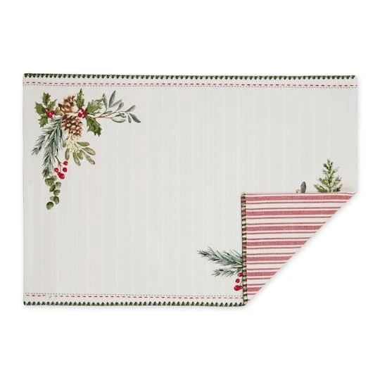 DII® Heritage Holiday Sprigs Reversible Embellished Placemats, 4ct. 5 DII® Heritage Holiday Sprigs Reversible Embellished Placemats, 4ct. - Image 3
