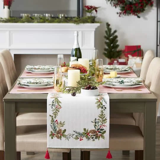DII® Heritage Holiday Sprigs Reversible Embellished Placemats, 4ct. 9 DII® Heritage Holiday Sprigs Reversible Embellished Placemats, 4ct. - Image 7