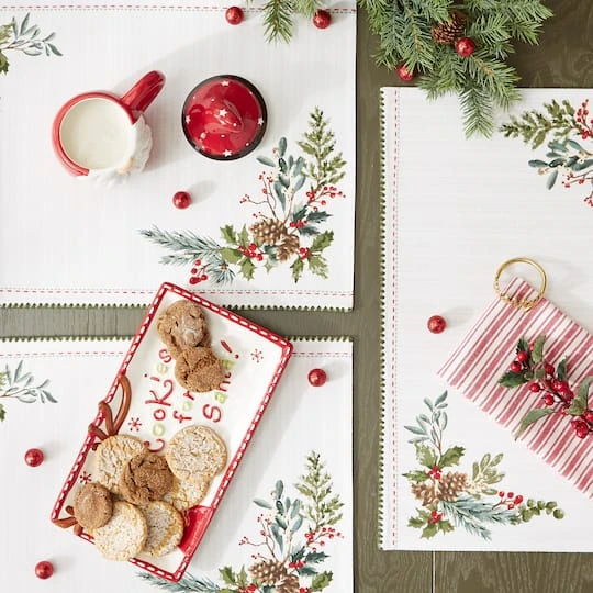 DII® Heritage Holiday Sprigs Reversible Embellished Placemats, 4ct. 11 DII® Heritage Holiday Sprigs Reversible Embellished Placemats, 4ct. - Image 9