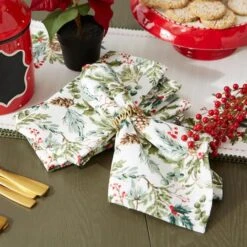 DII® Heritage Holiday Sprigs Printed Napkin Set, 4ct. -Northlight Shop D662317S 5