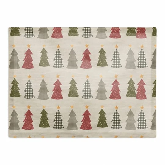 Cream Tree Pattern Cotton Twill Placemat 4 Cream Tree Pattern Cotton Twill Placemat - Image 2