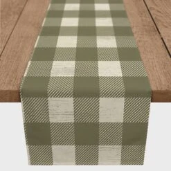 72" Green Buffalo Check Cotton Twill Runner