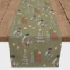 90" Green Tree & Globe Pattern Cotton Twill Runner 2 90" Green Tree & Globe Pattern Cotton Twill Runner -Northlight Shop D662492S 1