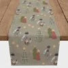 90" Gray Tree & Globe Pattern Cotton Twill Runner 1 90" Gray Tree & Globe Pattern Cotton Twill Runner -Northlight Shop D662493S 1