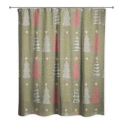 Green Tree Pattern Shower Curtain 6 Green Tree Pattern Shower Curtain -Northlight Shop D662554S 1 1