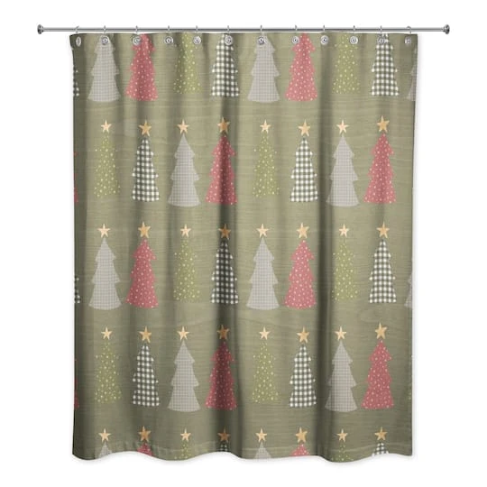 Green Tree Pattern Shower Curtain 4 Green Tree Pattern Shower Curtain - Image 2