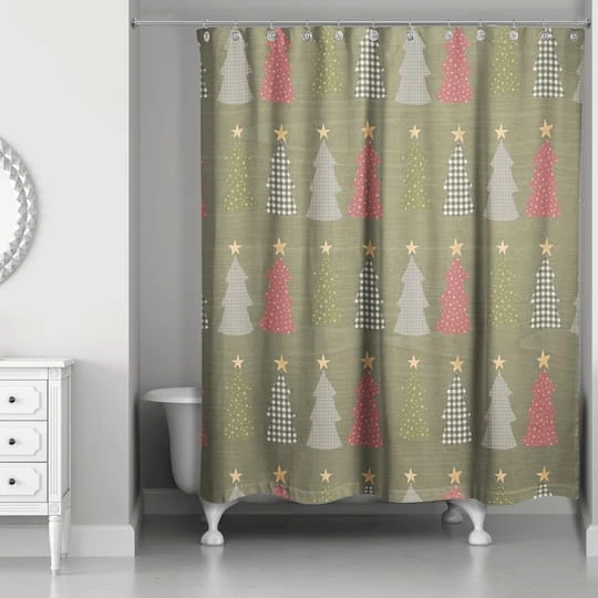 Green Tree Pattern Shower Curtain 5 Green Tree Pattern Shower Curtain - Image 3