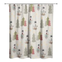 Cream Tree & Globe Pattern Shower Curtain 6 Cream Tree & Globe Pattern Shower Curtain -Northlight Shop D662555S 1 1