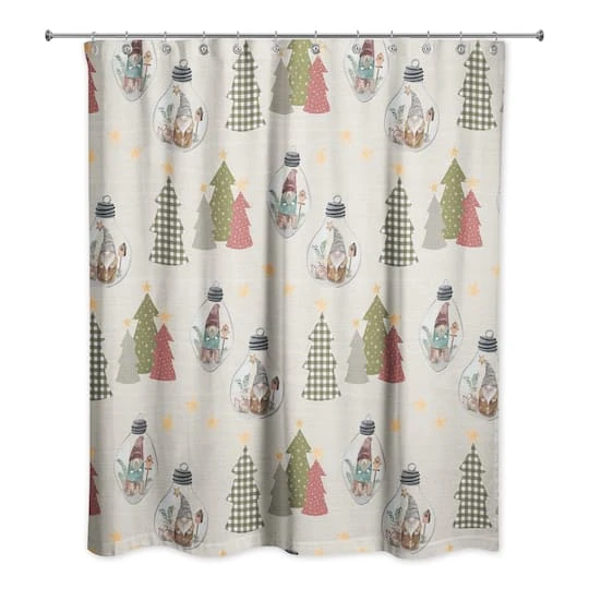 Cream Tree & Globe Pattern Shower Curtain 4 Cream Tree & Globe Pattern Shower Curtain - Image 2
