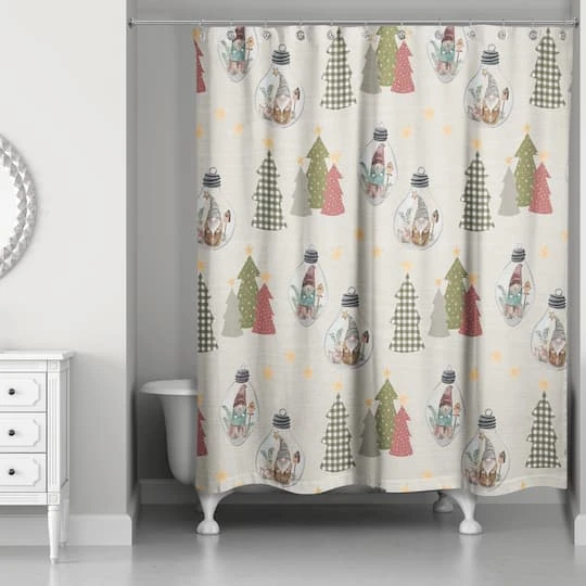 Cream Tree & Globe Pattern Shower Curtain 5 Cream Tree & Globe Pattern Shower Curtain - Image 3