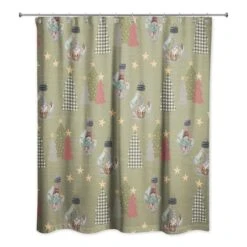 Green Tree & Globe Pattern Shower Curtain 6 Green Tree & Globe Pattern Shower Curtain -Northlight Shop D662556S 1 1