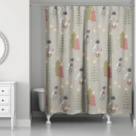 Gray Tree And Globe Pattern Shower Curtain 5 Gray Tree And Globe Pattern Shower Curtain - Image 3