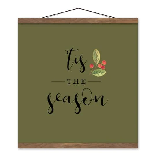 Green Tis The Season Hanging Canvas In Teak Frame 4 Green Tis The Season Hanging Canvas In Teak Frame - Image 2