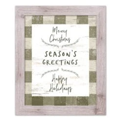 Green Buffalo Check Holiday Phrases Print In Western White Frame
