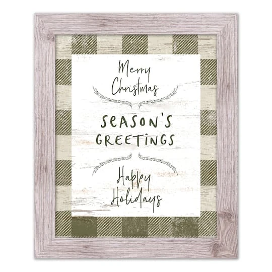 Green Buffalo Check Holiday Phrases Print In Western White Frame 3 Green Buffalo Check Holiday Phrases Print In Western White Frame
