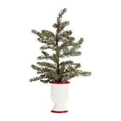 Melrose 2 Pack 20" Unlit Snowy Pine Artificial Potted Christmas Tree Set -Northlight Shop D665895S 1 1