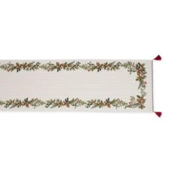 DII® 72" Heritage Holiday Sprigs Reversible Embellished Table Runner 10 DII® 72" Heritage Holiday Sprigs Reversible Embellished Table Runner -Northlight Shop D666775S 2