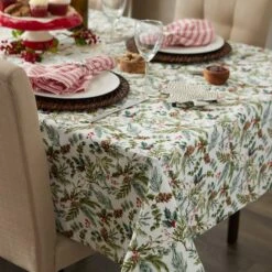 DII® 104" Heritage Holiday Sprigs Printed Tablecloth 15 DII® 104" Heritage Holiday Sprigs Printed Tablecloth -Northlight Shop D666780S 3