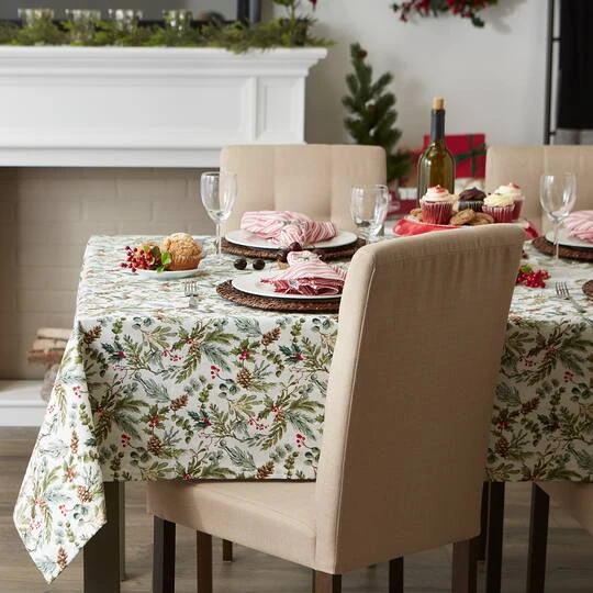 DII® 104" Heritage Holiday Sprigs Printed Tablecloth 7 DII® 104" Heritage Holiday Sprigs Printed Tablecloth - Image 5