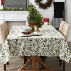 DII® 104" Heritage Holiday Sprigs Printed Tablecloth 18 DII® 104" Heritage Holiday Sprigs Printed Tablecloth -Northlight Shop D666780S 6