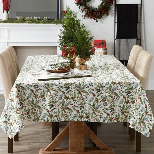 DII® 104" Heritage Holiday Sprigs Printed Tablecloth 9 DII® 104" Heritage Holiday Sprigs Printed Tablecloth - Image 7