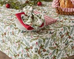 DII® 104" Heritage Holiday Sprigs Printed Tablecloth 19 DII® 104" Heritage Holiday Sprigs Printed Tablecloth -Northlight Shop D666780S 7