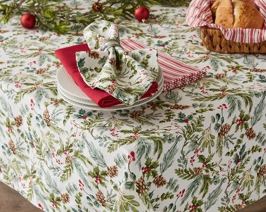 DII® 104" Heritage Holiday Sprigs Printed Tablecloth 10 DII® 104" Heritage Holiday Sprigs Printed Tablecloth - Image 8