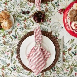 DII® 104" Heritage Holiday Sprigs Printed Tablecloth 20 DII® 104" Heritage Holiday Sprigs Printed Tablecloth -Northlight Shop D666780S 8