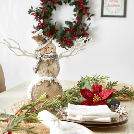 18" Snowman Statue With Twig Lights 7 18" Snowman Statue With Twig Lights - Image 5