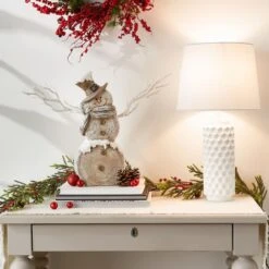 18" Snowman Statue With Twig Lights 13 18" Snowman Statue With Twig Lights -Northlight Shop D670421S 5