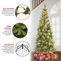 7.5ft. Pre-Lit Charleston Pine Slim Artificial Christmas Tree, Clear Lights -Northlight Shop D671910S 15