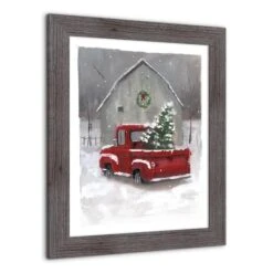 Snowy Christmas Truck Western Gray Framed Print -Northlight Shop D673237S 2