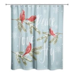 Peace Love Joy Cardinals Shower Curtain 7 Peace Love Joy Cardinals Shower Curtain -Northlight Shop D673243S 2