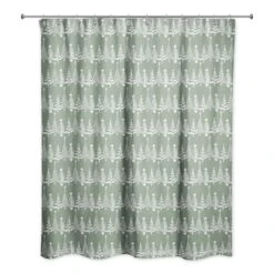 Sage Christmas Tree Pattern Shower Curtain 7 Sage Christmas Tree Pattern Shower Curtain -Northlight Shop D673244S 2