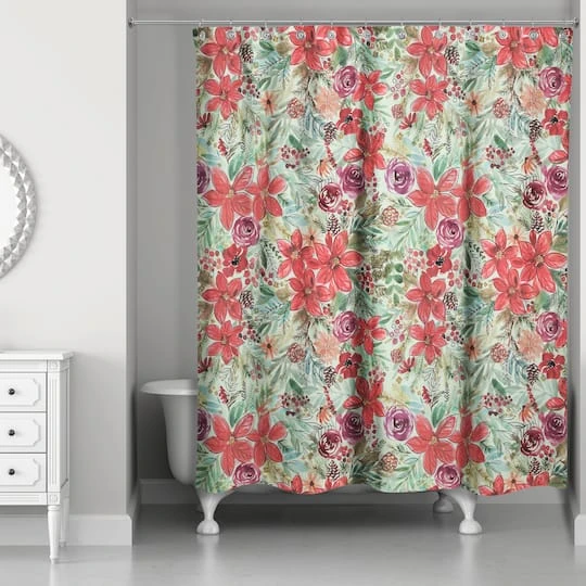 Holiday Blooms Pattern Shower Curtain 4 Holiday Blooms Pattern Shower Curtain - Image 2