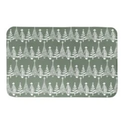 Sage Christmas Tree Pattern Bath Mat 5 Sage Christmas Tree Pattern Bath Mat -Northlight Shop D673249S 1 1