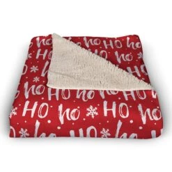 Ho Ho Ho Pattern Sherpa Fleece Blanket 8 Ho Ho Ho Pattern Sherpa Fleece Blanket -Northlight Shop D673254S 2